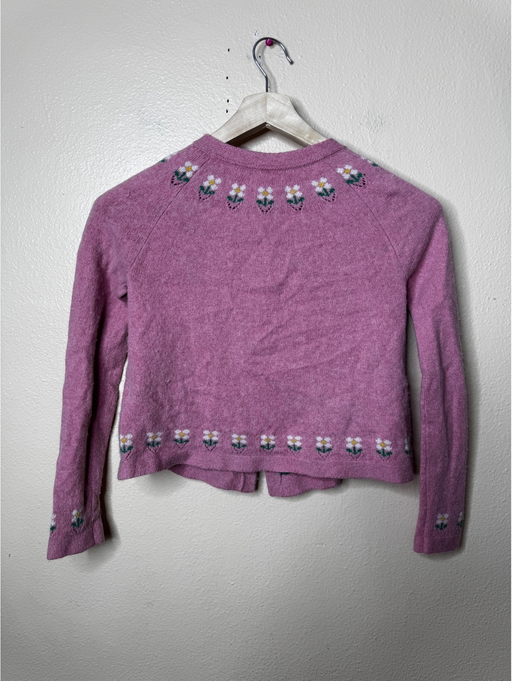 Mini Boden Girls Floral Embroidered Cardigan Pink Wool Blend Buttons 11-12Y - Picture 7 of 7